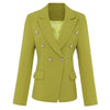 2023 Classic Designer Blazer Women's Metal Buttons Double Breasted Blazer Jacket Ginger yellow