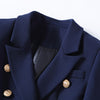 2023 Designer Blazer Jacket Women's Gold Buttons Navy Blue Double Breasted Blazer Outerwear size S-4XL