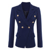 2023 Designer Blazer Jacket Women's Gold Buttons Navy Blue Double Breasted Blazer Outerwear size S-4XL