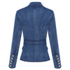 2023 Designer Blazer Women's Metal Lion Buttons Double Breasted Denim Blazer Jacket Outer Coat