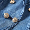 2023 Designer Blazer Women's Metal Lion Buttons Double Breasted Denim Blazer Jacket Outer Coat