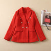 Runway 2023 Designer Blazer Jacket Women's  Classic Slim Fitting Double Breasted Tweed Blazer