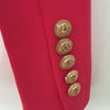 Stylish 2023 Designer Blazer Jacket Women's Lion Buttons Double Breasted Blazer Outerwear size S-XXL Rose Red