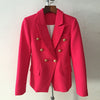 Stylish 2023 Designer Blazer Jacket Women's Lion Buttons Double Breasted Blazer Outerwear size S-XXL Rose Red