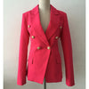 Stylish 2023 Designer Blazer Jacket Women's Lion Buttons Double Breasted Blazer Outerwear size S-XXL Rose Red