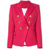 Stylish 2023 Designer Blazer Jacket Women's Lion Buttons Double Breasted Blazer Outerwear size S-XXL Rose Red