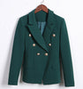 HIGH QUALITY Newest 2022 Designer Blazer Women's Long Sleeve Double Breasted Metal Lion Buttons Blazer Jacket Outer Dark Green