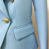 2022 Designer Jacket Women's Classic Slim Fitting Lion Buttons Double Breasted Blazer Baby Blue