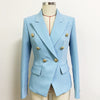 2022 Designer Jacket Women's Classic Slim Fitting Lion Buttons Double Breasted Blazer Baby Blue