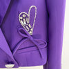 2023 Designer Runway Suit Set Women's Heart Beaded Bow Diamonds Buttons Short Blazer Mini Skirt Suit