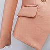 2023 Designer Blazer Jacket Women's Metal Lion Buttons Double Breasted Slim Fitting Textured Blazer Nude