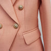 2023 Designer Blazer Jacket Women's Metal Lion Buttons Double Breasted Slim Fitting Textured Blazer Nude