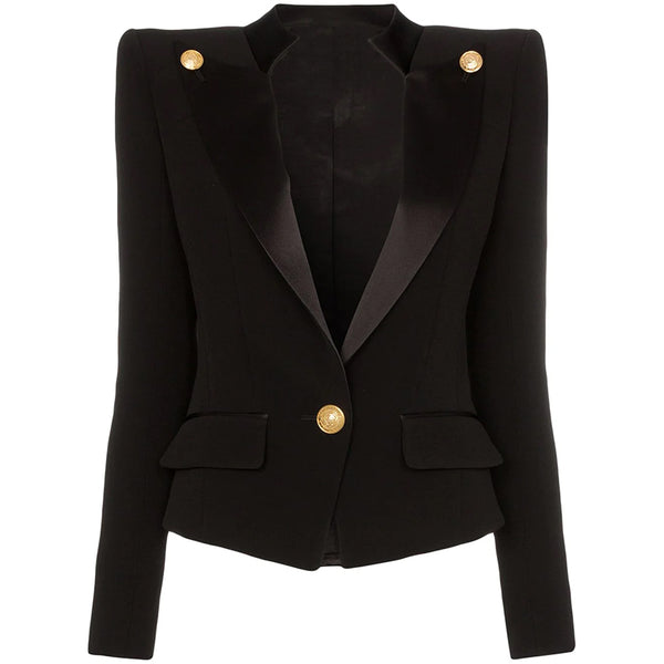 2023 Designer Blazer Jacket Women's Single Button Satin Collar Blazer