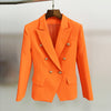 2023 Designer Blazer Women's Lion Buttons Double Breasted Blazer Jacket Neon Orange