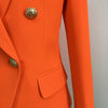2023 Designer Blazer Women's Lion Buttons Double Breasted Blazer Jacket Neon Orange