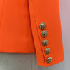 2023 Designer Blazer Women's Lion Buttons Double Breasted Blazer Jacket Neon Orange