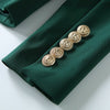 2023 Designer Blazer Women's Long Sleeve Double Breasted Metal Lion Buttons Blazer Jacket Outer Dark Green