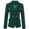 2023 Designer Blazer Women's Long Sleeve Double Breasted Metal Lion Buttons Blazer Jacket Outer Dark Green