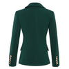 2023 Designer Blazer Women's Long Sleeve Double Breasted Metal Lion Buttons Blazer Jacket Outer Dark Green