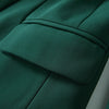 2023 Designer Blazer Women's Long Sleeve Double Breasted Metal Lion Buttons Blazer Jacket Outer Dark Green