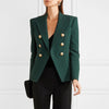 2023 Designer Blazer Women's Long Sleeve Double Breasted Metal Lion Buttons Blazer Jacket Outer Dark Green