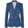 2023 Designer Jacket Women's Classic Slim Fitting Metal Lion Buttons Double Breasted Imitation Denim  Blazer