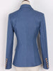 2023 Designer Jacket Women's Classic Slim Fitting Metal Lion Buttons Double Breasted Imitation Denim  Blazer