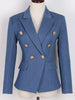 2023 Designer Jacket Women's Classic Slim Fitting Metal Lion Buttons Double Breasted Imitation Denim  Blazer