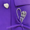 2023 Designer Jacket Women's Double Breasted Diamonds Heart Buttons Bow Beaded Blazer