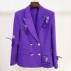 2023 Designer Jacket Women's Double Breasted Diamonds Heart Buttons Bow Beaded Blazer