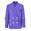 2023 Designer Jacket Women's Double Breasted Diamonds Heart Buttons Bow Beaded Blazer