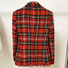 2023 Designer Jacket Women's Double Breasted Lion Buttons Shawl Collar Tassel Fringed Plaid Tweed Blazer