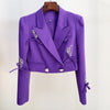 2023 Designer Runway Suit Set Women's Heart Beaded Bow Diamonds Buttons Short Blazer Mini Skirt Suit