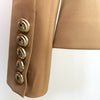 2023 Star Style Designer Jacket Women's Classic Lion Buttons Double Breasted Slim Fit Blazer Brown