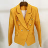 2023 Designer Jacket Star Style Women's Classic Lion Buttons Double Breasted Slim Fit Pique Blazer