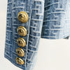 2023 Designer Jacket Women Slim Fitting Double Breasted Lion Buttons Geometric Denim Blazer