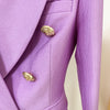 Star Style 2023 Designer Jacket Women's Lion Buttons Double Breasted Slim Fitting Pique Blazer Lilac