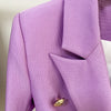 Star Style 2023 Designer Jacket Women's Lion Buttons Double Breasted Slim Fitting Pique Blazer Lilac