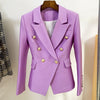 Star Style 2023 Designer Jacket Women's Lion Buttons Double Breasted Slim Fitting Pique Blazer Lilac