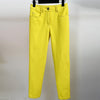 HIGH STREET 2022 Stylish Designer Jeans Women's Top Stitching Contrast Denim Jeans Pencil Pants Yellow