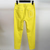 HIGH STREET 2022 Stylish Designer Jeans Women's Top Stitching Contrast Denim Jeans Pencil Pants Yellow