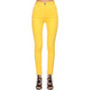 HIGH STREET 2022 Stylish Designer Jeans Women's Top Stitching Contrast Denim Jeans Pencil Pants Yellow