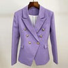 HIGH STREET 2023 Designer Blazer Women's Double Breasted Lion Buttons Slim Fitting Gorgeous Purple Blazer Jacket