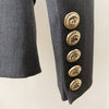 HIGH STREET 2023 Designer Blazer Jacket Women's Slim Fitting Double Breasted Metal Lion Buttons Shawl Collar Blazer