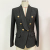 HIGH STREET 2023 Designer Blazer Jacket Women's Slim Fitting Double Breasted Metal Lion Buttons Shawl Collar Blazer