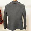 HIGH STREET 2023 Designer Blazer Jacket Women's Slim Fitting Double Breasted Metal Lion Buttons Shawl Collar Blazer