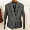 HIGH STREET 2023 Designer Blazer Jacket Women's Slim Fitting Double Breasted Metal Lion Buttons Shawl Collar Blazer
