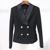 HIGH STREET 2023 Designer Blazer Jacket Women's Shawl Collar Double Breasted Lion Buttons Slim Fitting Blazer