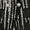 HIGH STREET 2023 Designer Jacket Women's Double Breasted Luxurious Stunning Silver Metal Buttons Beaded Blazer