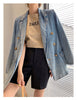 HIGH STREET 2023 Denim Blazer Jacket Women's Slim Double Breasted Denim Blazer with Belt Outer Coat Notched XC865